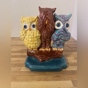 Arnel's Pottery Ceramic Multicolor Hear No Evil, See No Evil, Speak No Evil Owls